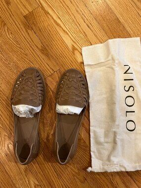 brand new Nisolo huarache sandals, almond color, women's size 8